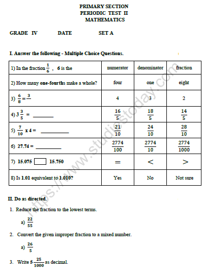 CBSE Class 4 Mathematics Worksheet Set H 1