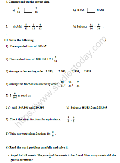 CBSE Class 4 Mathematics Worksheet Set H 2