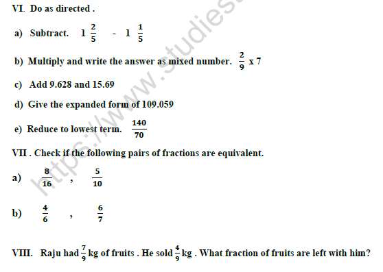 CBSE Class 4 Mathematics Worksheet Set U 4