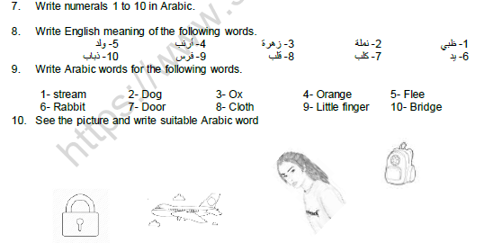 CBSE Class 5 Arabic Question Paper Set G. 3