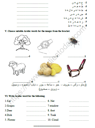 CBSE Class 5 Arabic Worksheet Set E 2
