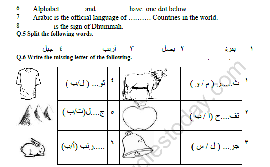 CBSE Class 5 Arabic Worksheet Set G 2