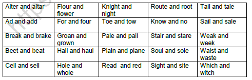 CBSE Class 5 English Homephones And Similes Worksheet 1