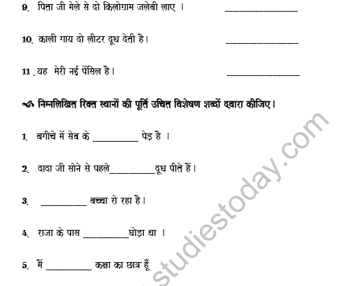CBSE Class 5 Hindi Adjective Worksheet Set C 3