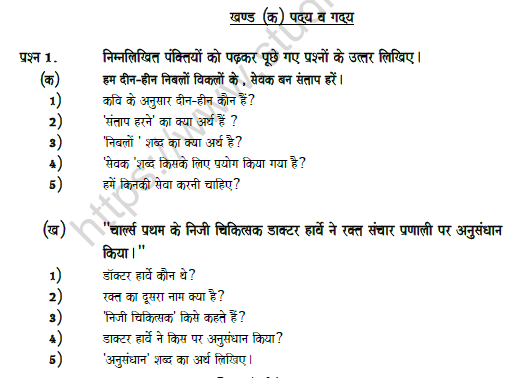 CBSE Class 5 Hindi Question Paper Set S Solved 1