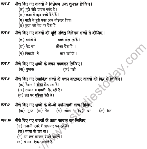 CBSE Class 5 Hindi Question Paper Set W Solved 2