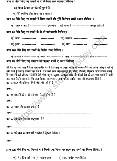CBSE Class 5 Hindi Revision Worksheet Set C 2
