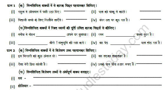 CBSE Class 5 Hindi Revision Worksheet Set I 1