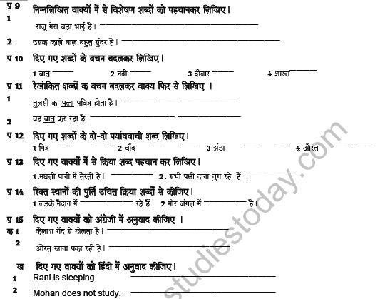 CBSE Class 5 Hindi Revision Worksheet Set J 3