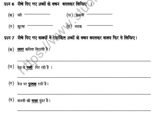 CBSE Class 5 Hindi Worksheet Set K Solved 3
