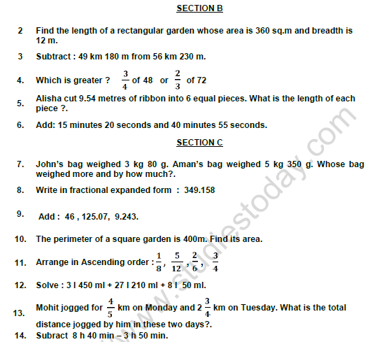 CBSE Class 5 Mathematics Question Paper Set 3 Solved 2