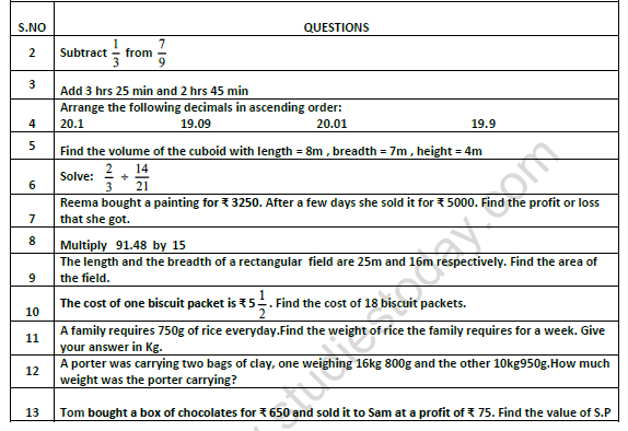 CBSE Class 5 Mathematics Question Paper Set 5 3