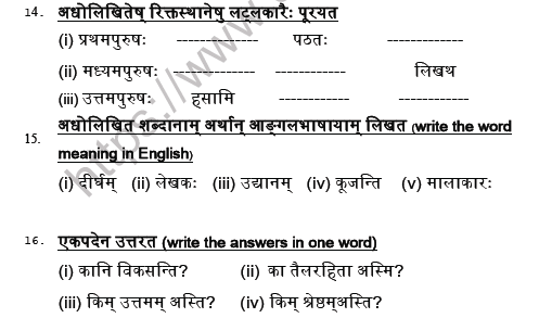 CBSE Class 5 Sanskrit Question Paper Set I Solved 3