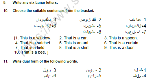 CBSE Class 6 Arabic Question Paper Set A 3