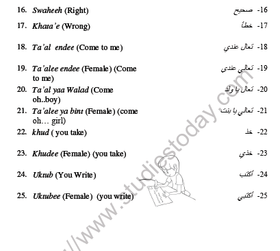 CBSE Class 6 Arabic Worksheet Set J 2