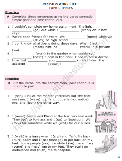 CBSE Class 6 English Tenses Worksheet
