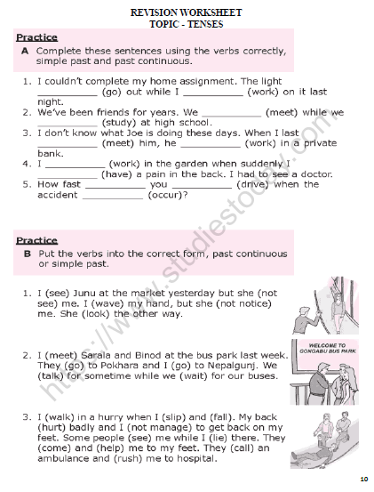 cbse class 6 english tenses worksheet