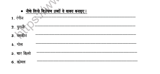 CBSE Class 6 Hindi Adjective Worksheet Set A  4