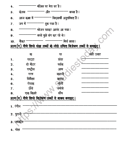 CBSE Class 6 Hindi Adjective Worksheet Set B 2