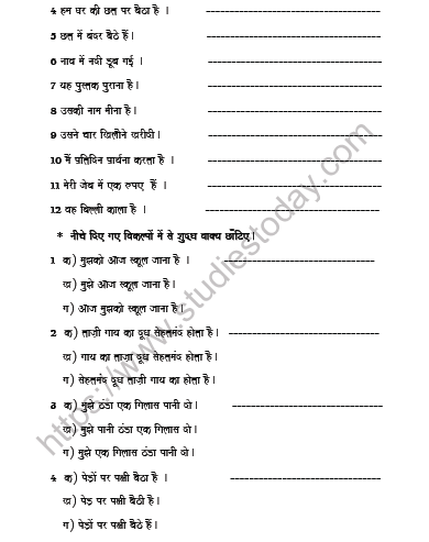 CBSE Class 6 Hindi Correction Worksheet Set C 2