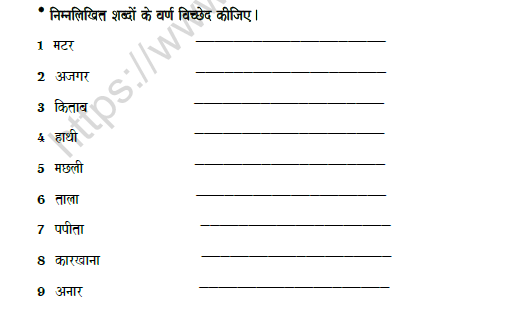 CBSE Class 6 Hindi Orthography Worksheet Set A 2