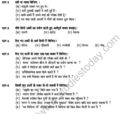 CBSE Class 6 Hindi Question Paper Set 7 Solved 2