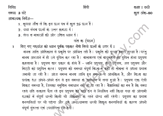 CBSE Class 6 Hindi Revision Worksheet Set C 1