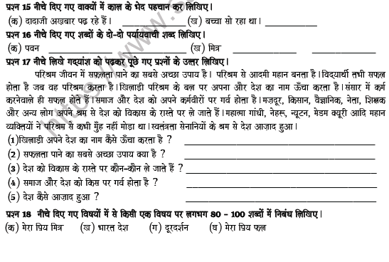 CBSE Class 6 Hindi Revision Worksheet Set E 4