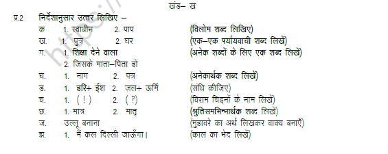 CBSE Class 6 Hindi Worksheet Set A 2