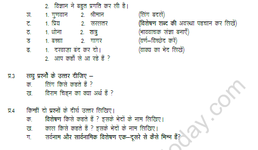 CBSE Class 6 Hindi Worksheet Set A 3