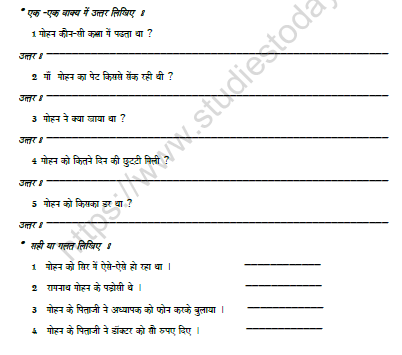 CBSE Class 6 Hindi Worksheet Set O Solved 1