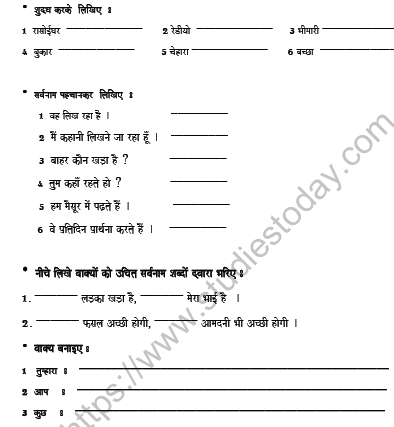 CBSE Class 6 Hindi Worksheet Set O Solved 2