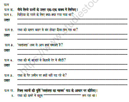 CBSE Class 6 Hindi Worksheet Set Q Solved 1