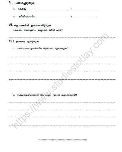 CBSE Class 6 Malayalam Worksheet Set O 2