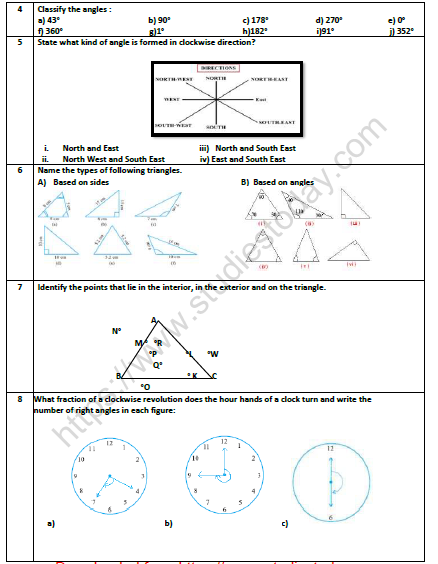 CBSE Class 6 Mathematics Understanding Elementary Shapes Worksheet 2