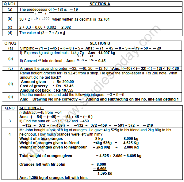 CBSE Class 6 Mathematics Worksheet Set R Solved 2