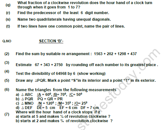 CBSE Class 6 Mathematics Worksheet Set Z Solved 2