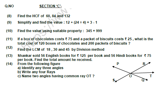 CBSE Class 6 Mathematics Worksheet Set Z Solved 3
