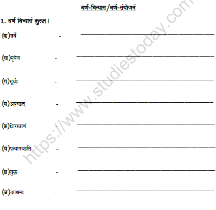 CBSE Class 6 Sanskrit Disjoint Worksheet 1