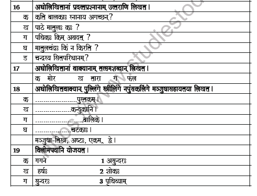 CBSE Class 6 Sanskrit Worksheet Set A 5