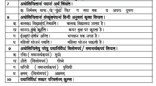 CBSE Class 6 Sanskrit Worksheet Set C  3