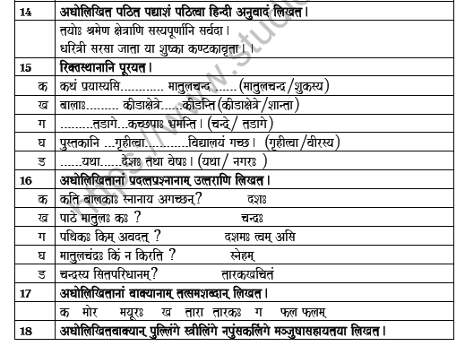 CBSE Class 6 Sanskrit Worksheet Set C  5