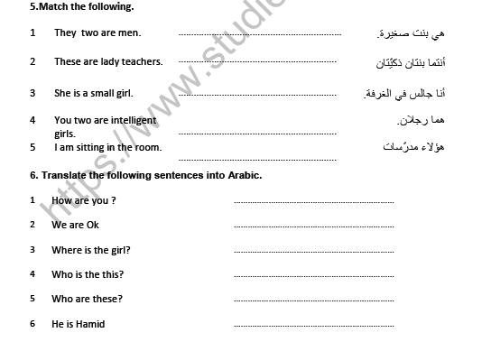 CBSE Class 7 Arabic Attached pronouns Worksheet 4