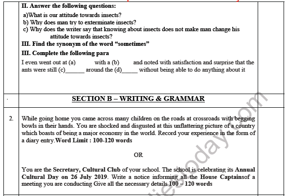 CBSE Class 7 English Woksheet Set A 2