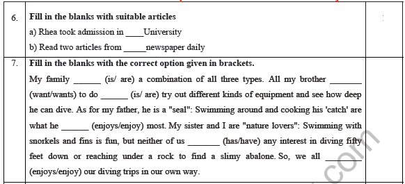 CBSE Class 7 English Woksheet Set A 4