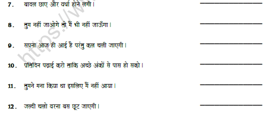 CBSE Class 7 Hindi Conjunction Worksheet Set A 2