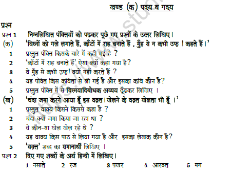 CBSE Class 7 Hindi Question Paper Set 7 Solved 1