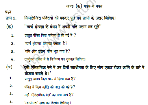 CBSE Class 7 Hindi Question Paper Set 8 Solved 1