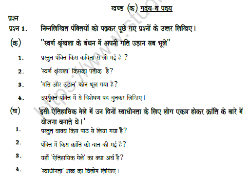 CBSE Class 7 Hindi Question Paper Set W Solved 1