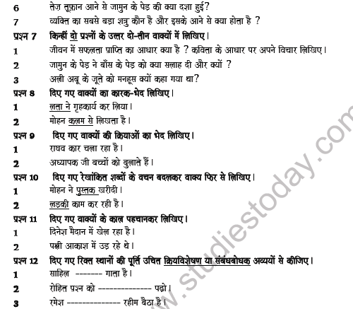 CBSE Class 7 Hindi Question Paper Set Z Solved 2